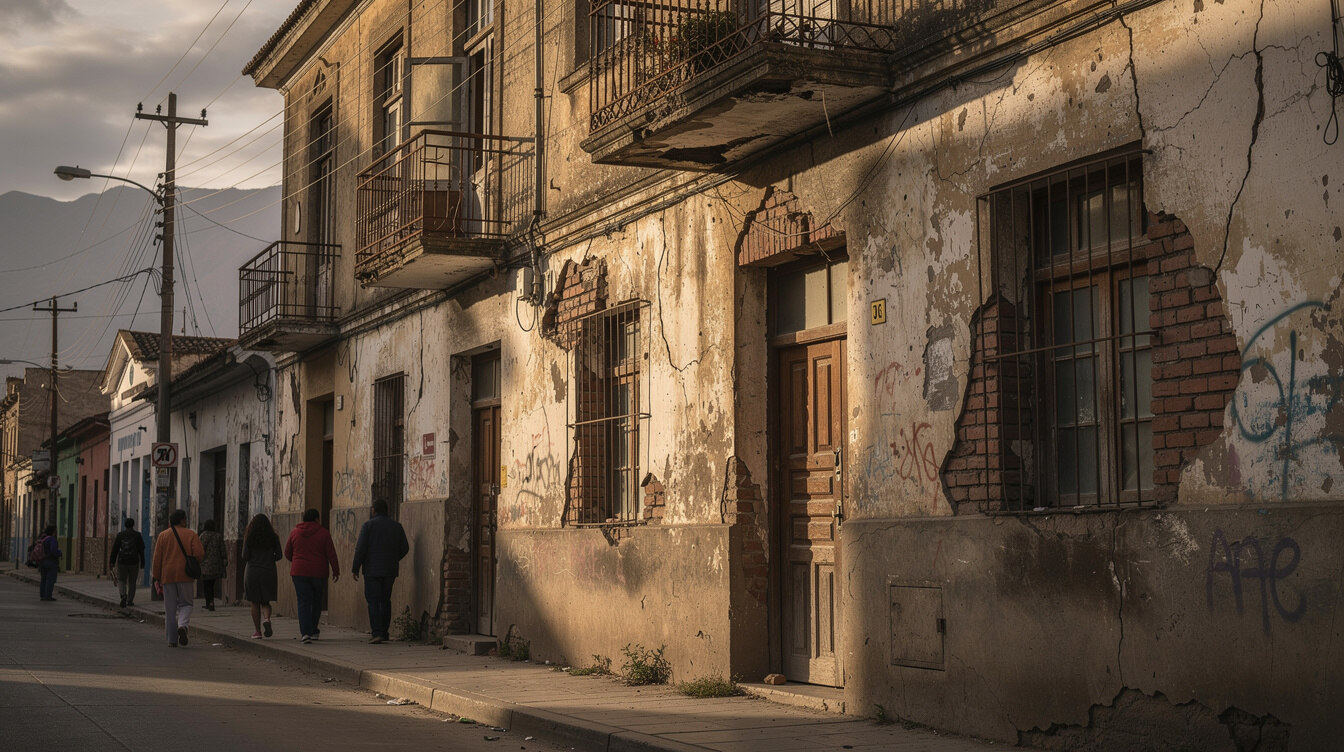 old building facade in chilean barrio