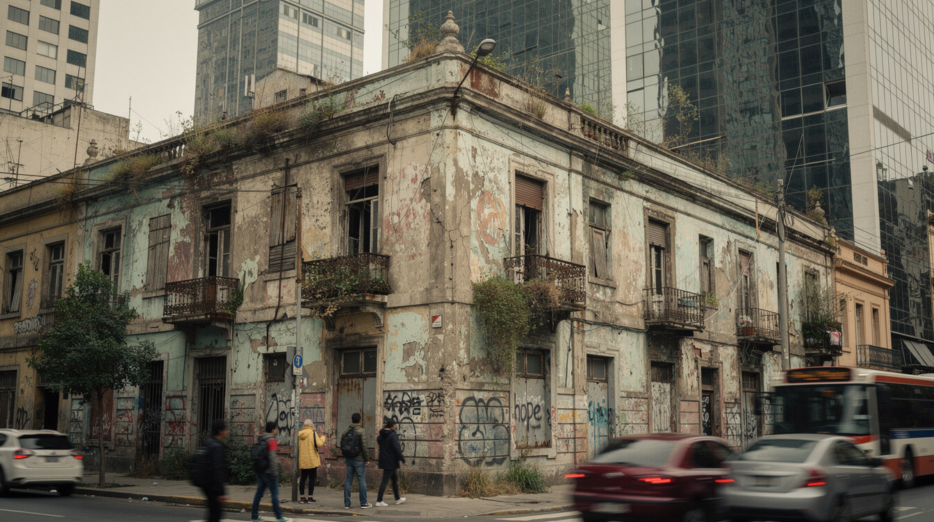 abandoned building facade chile
